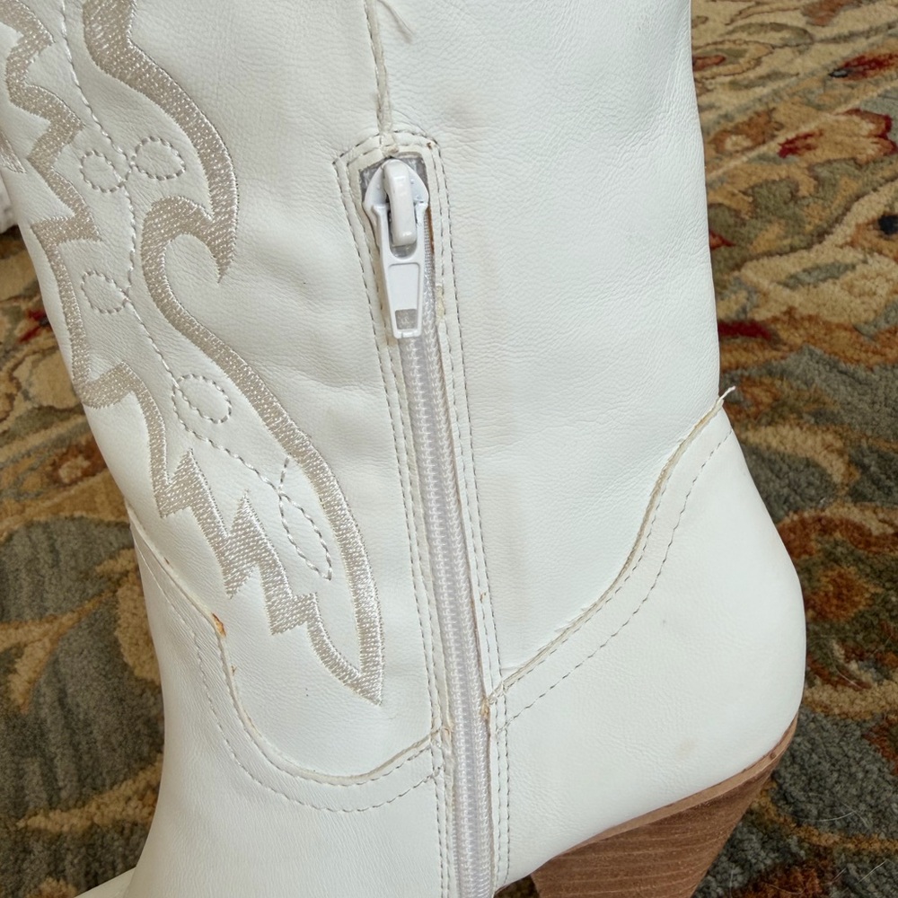 Mi.iM white Western Cowgirl Boots 8.5 Coastal Cowgirl Festival Boho - Picture 7 of 16
